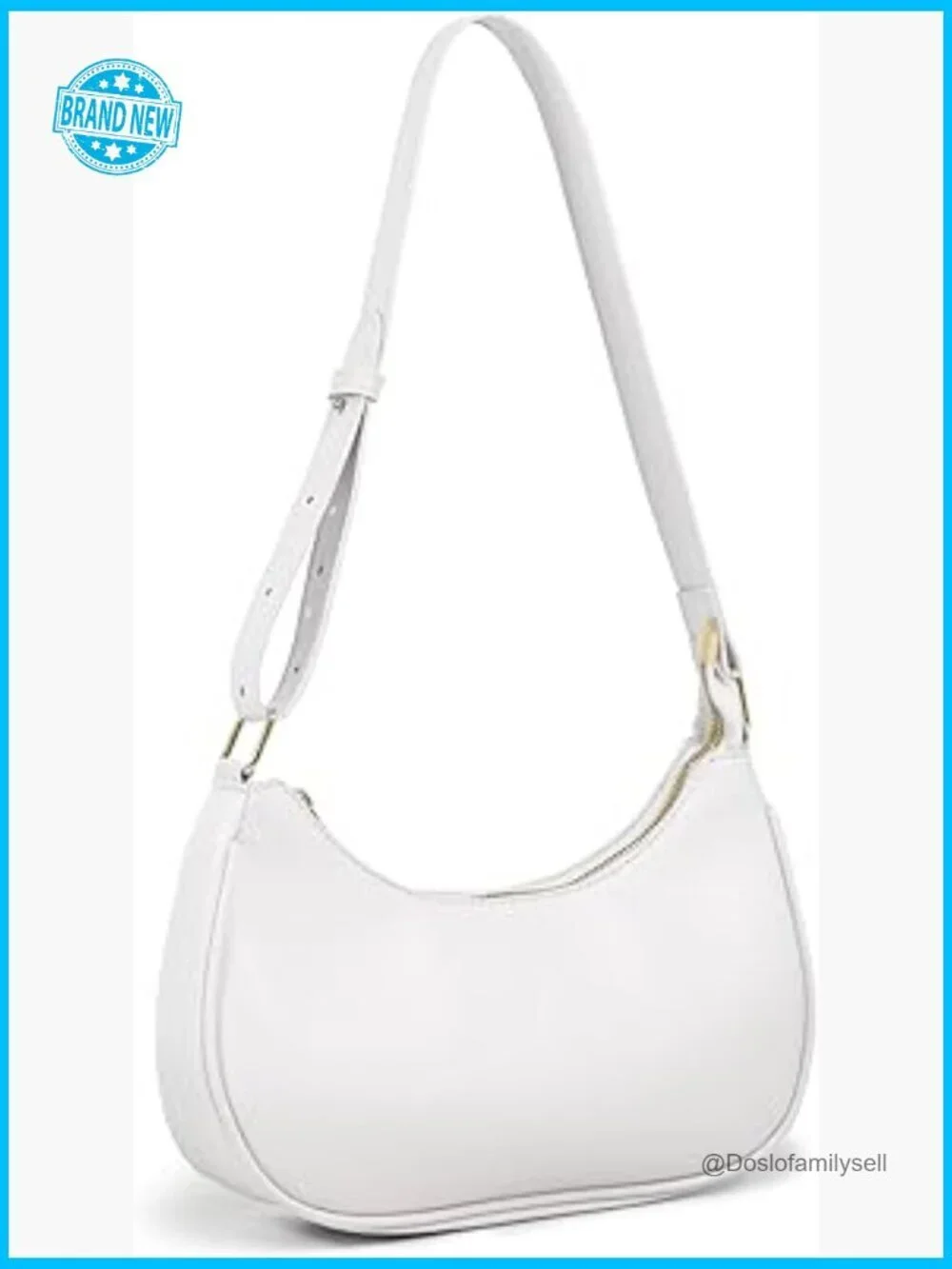 Crescent Hobo Shoulder Bag PU Leather Minimal Chic Zipper Closure Tote